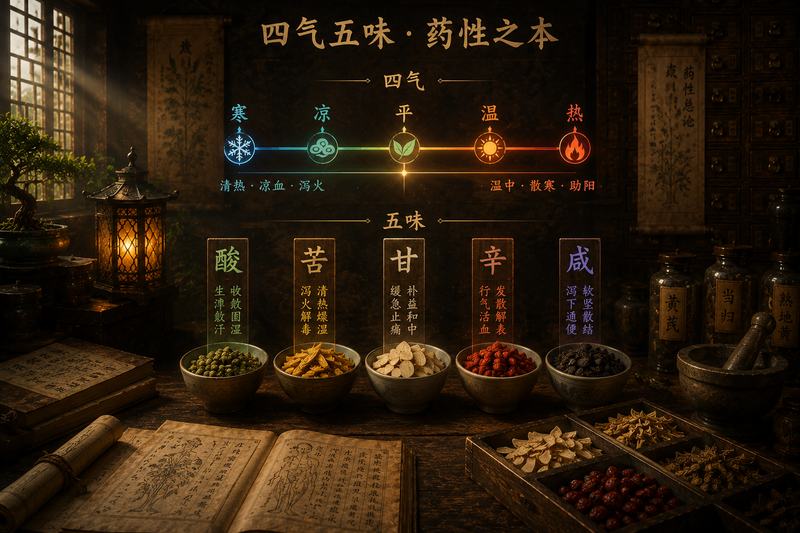 The Four Natures and Five Flavors of Herbs (Si-ci Wu-wei)